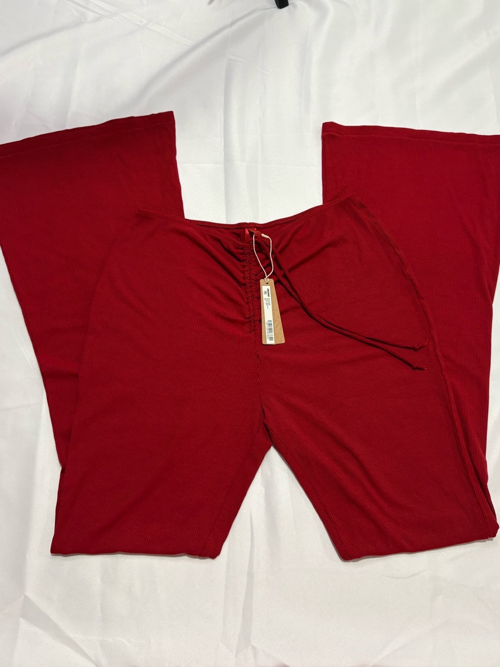 SKIMS Red Ribbed Lounge Pajama Pants